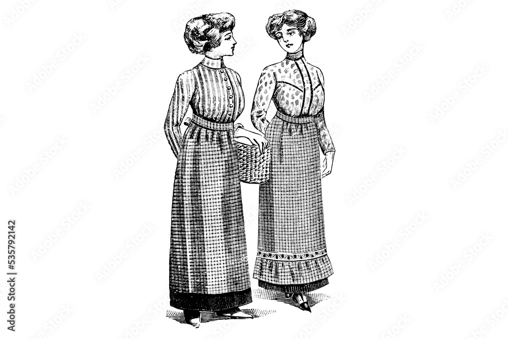 Fototapeta premium Meeting of women who converse - Vintage Illustration