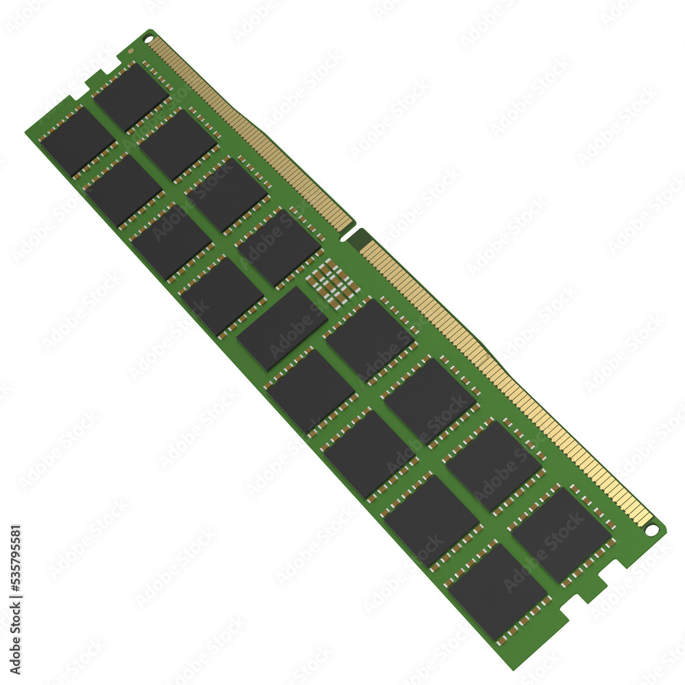 3d rendering illustration of a DDR5 RAM memory module