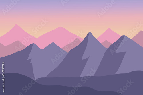Vector mountain sunset landscape.for background or banner.