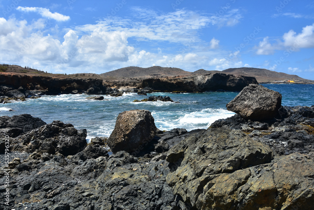 Scenic View of Lava Rock Formations in Aruba