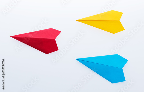 Wallpaper Mural Colorful paper planes on white background Torontodigital.ca