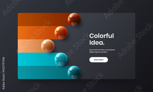 Minimalistic company identity design vector layout. Creative realistic balls poster concept.