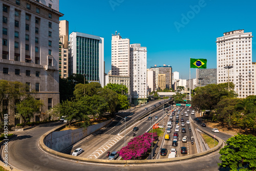 View of Anhangabau Valley in Sao Paulo City, Brazil