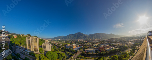 Caracas skyline. Panoramic image of Caracas and El Avila mountain. Caracas - Venezuela. 