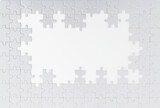 Pieces of jigsaw puzzle on white background