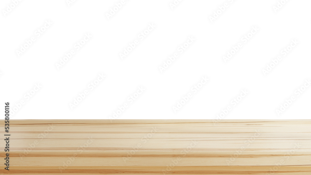 Wooden board table isolated on transparent background.