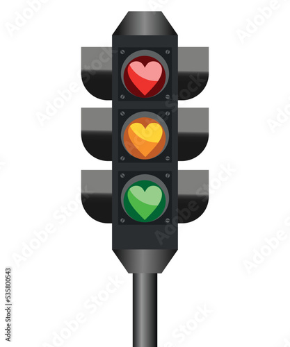 traffic light with hearts