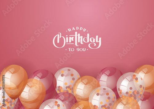 Birthday card with Balloons and handwritten lettering. Birthday party, celebration, holiday, event, festive, congratulations concept. Vector illustration. Postcard, card, cover template.