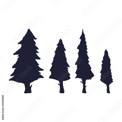 set of  pine christmas trees