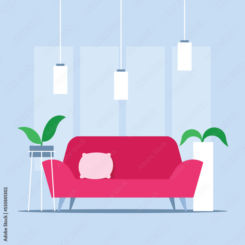 Vector Image Of A Modern Living Room Interior, Isolated On Transparent ...