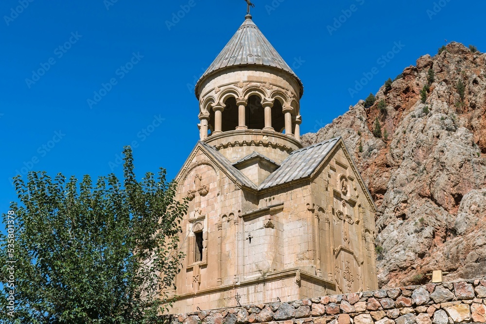 Armenia, Noravank, September 2022. Side view of the ancient temple.