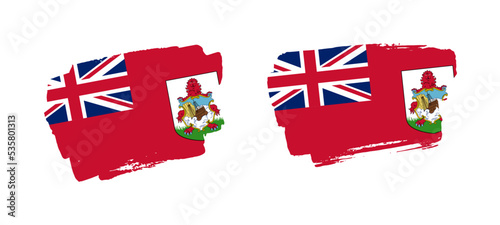 Set of two hand painted Bermuda brush flag illustration on solid background