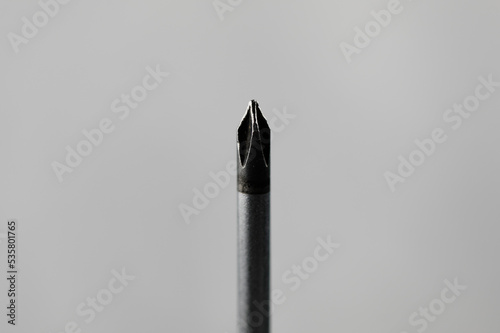 Stainless steel screwdriver Macro photography photo