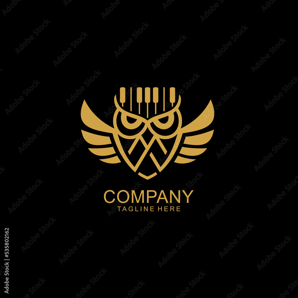 owl logo with elegant piano music owl logo with elegant piano music