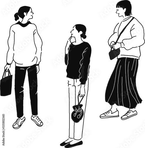 おしゃれな女性のベクター線画