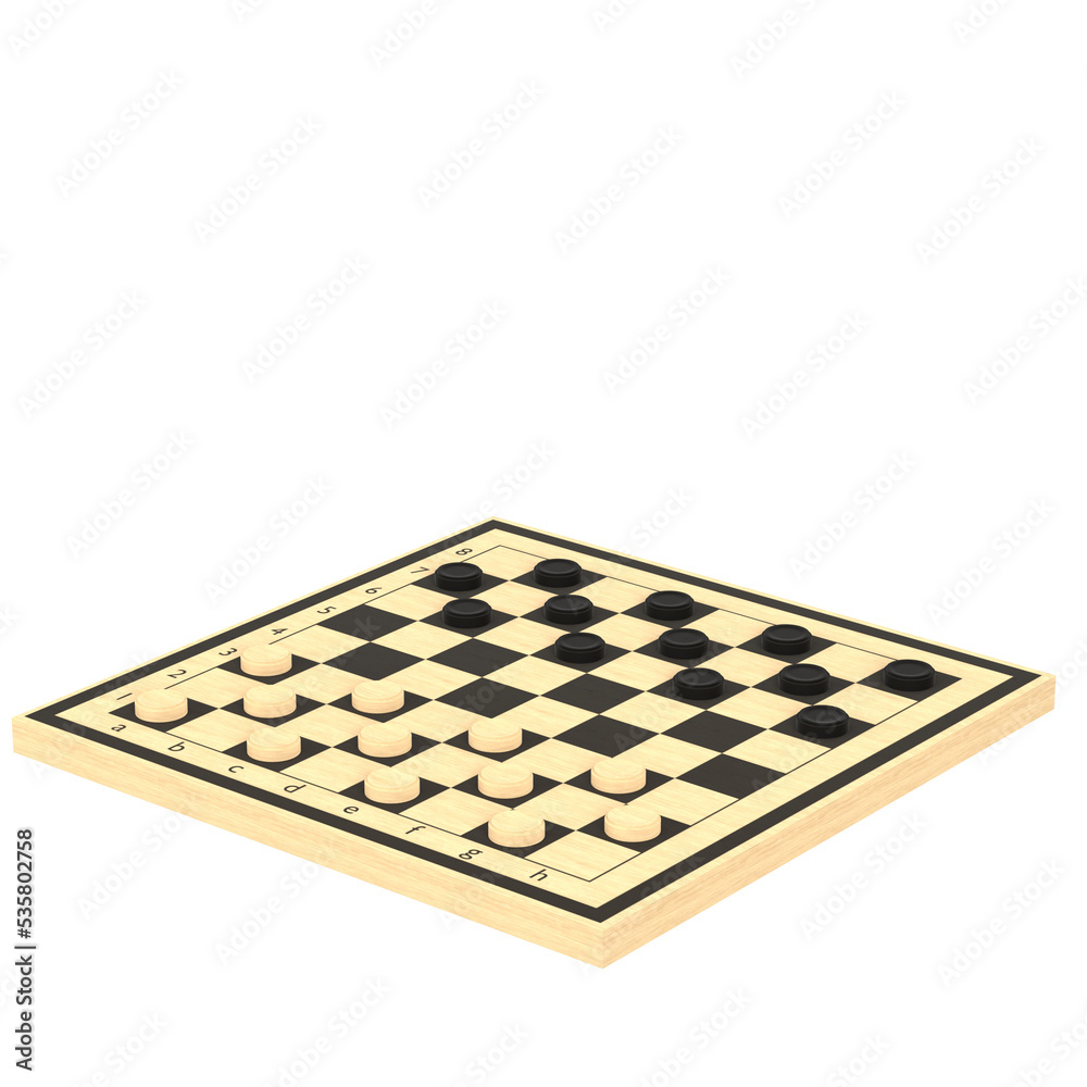 3d rendering illustration of a draughts game board 3d rendering illustration of a draughts game board