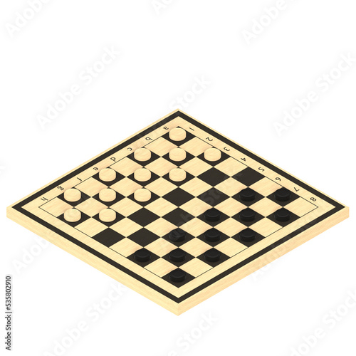 3d rendering illustration of a draughts game board