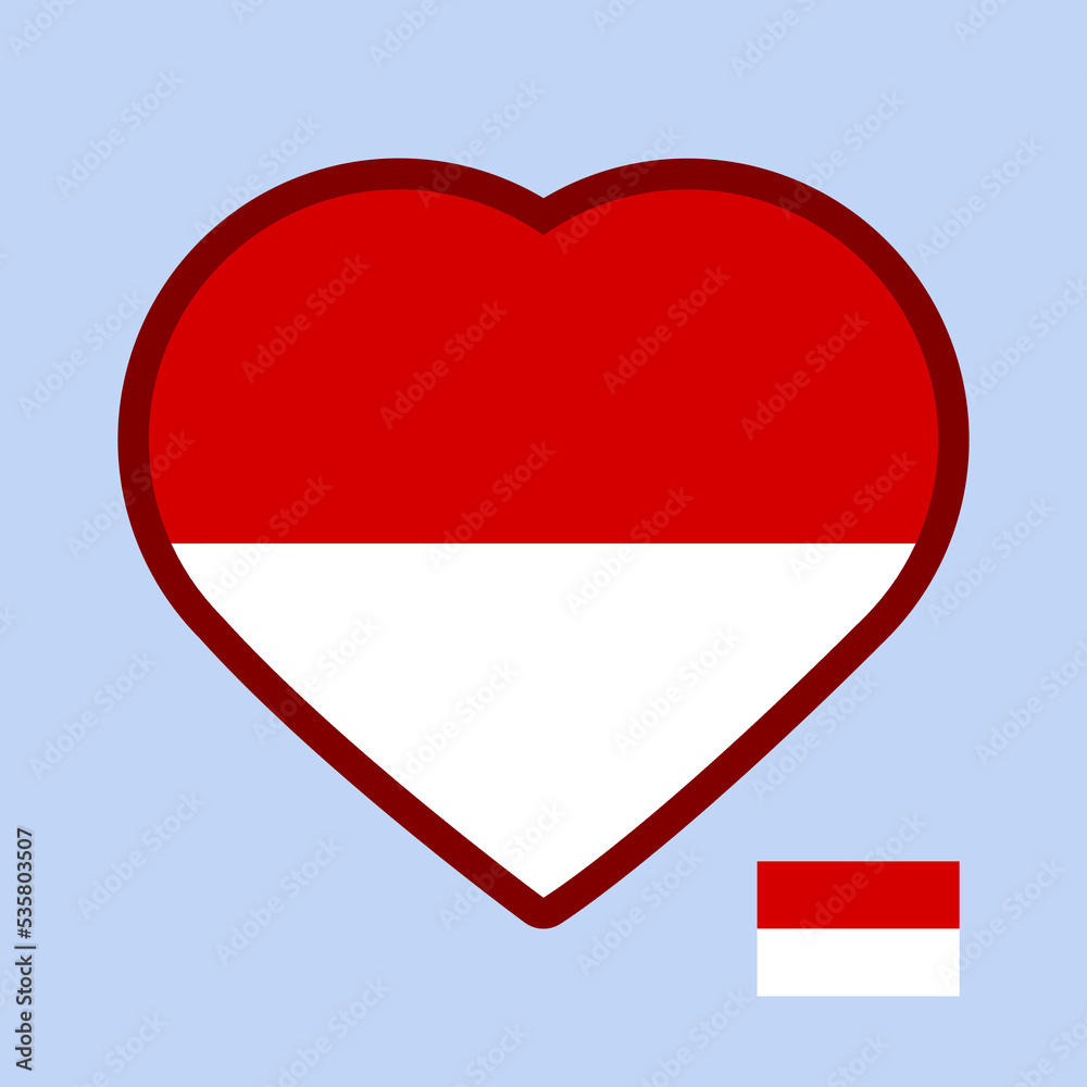 heart with Indonesian flag