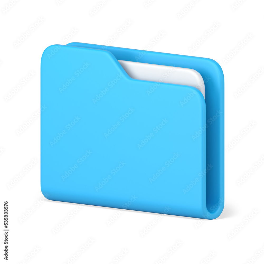 Blue portfolio folder 3d icon. Information plastic file with documentation Blue portfolio folder 3d icon. Information plastic file with documentation