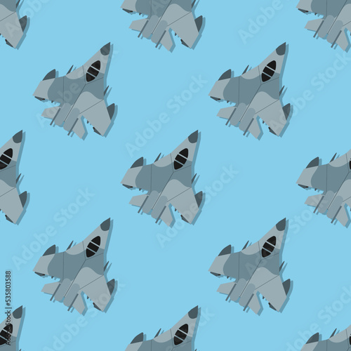 seamless pattern with fighter jet airplanes