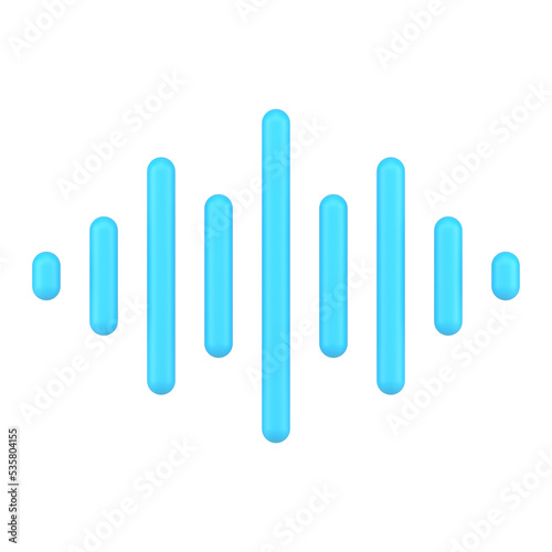 Sound wave 3d icon. Blue bars for voice and audio frequencies