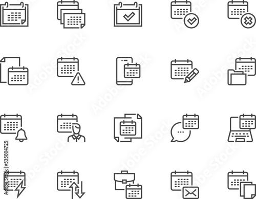 Calendar. Schedule, Period, Term. Vector Line Icons Set. Editable Stroke. 48x48 Pixel Perfect.