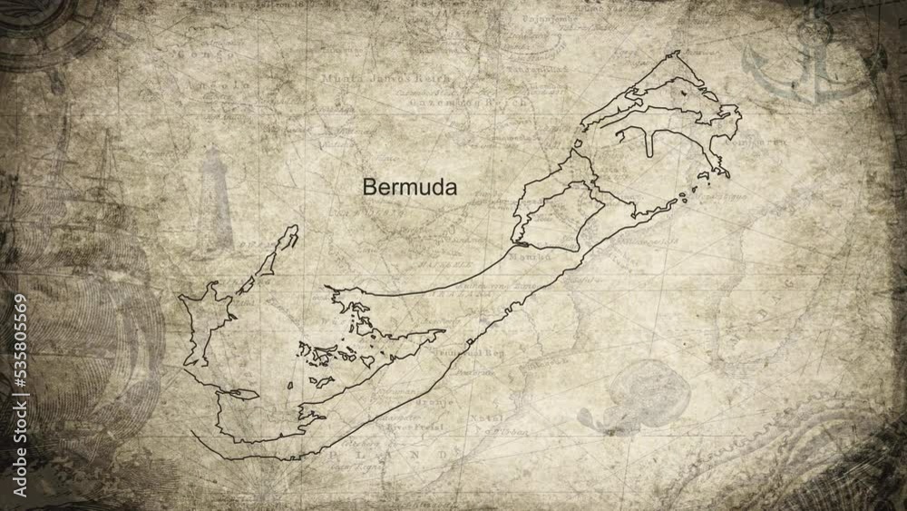 Bermuda map drawn on a cartography background sheet of paper Bermuda map drawn on a cartography background sheet of paper