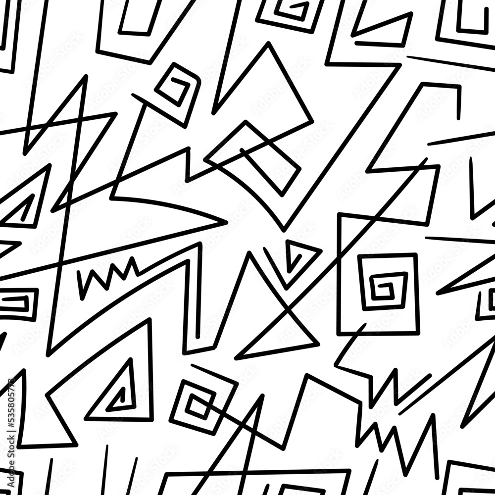 Seamless abstract pattern on white background. Vector doodle image. Graphic geometric ornament. Seamless abstract pattern on white background. Vector doodle image. Graphic geometric ornament.