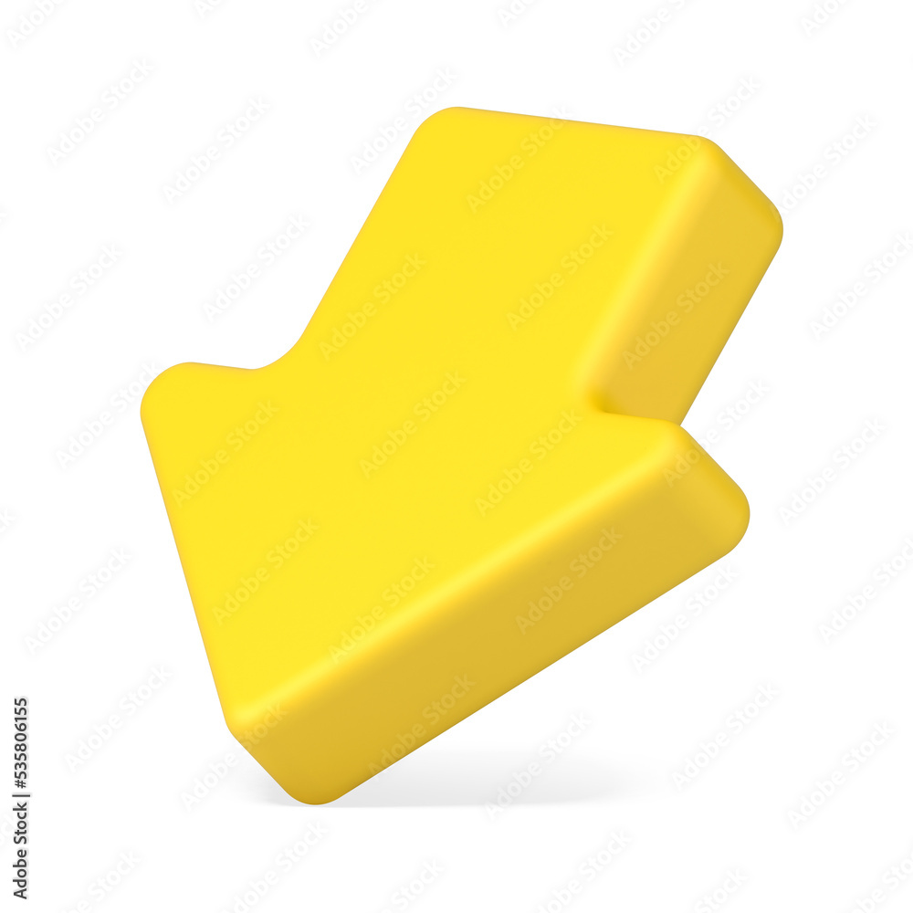 Yellow arrow down icon isometric 3d illustration Yellow arrow down icon isometric 3d illustration