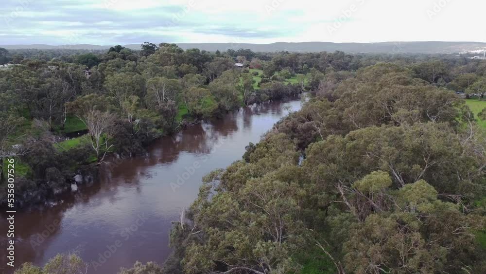 Aerial View Over Swan River Near Caversham, Perth - Slow Pan Left Clip