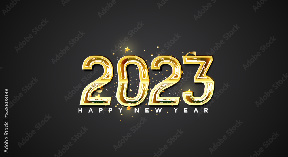 happy new year 2023 background with 3D number illustration.