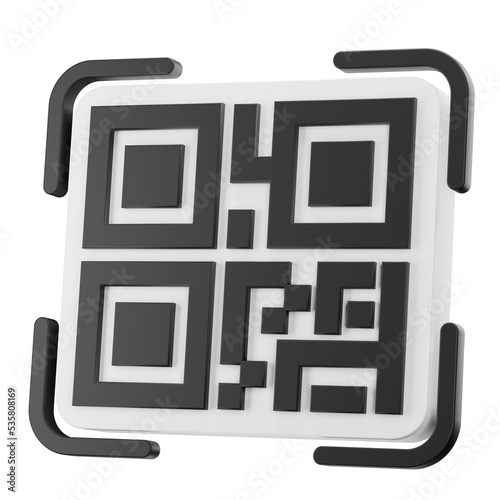 3d qr code icon. 3D rendered digital symbol.