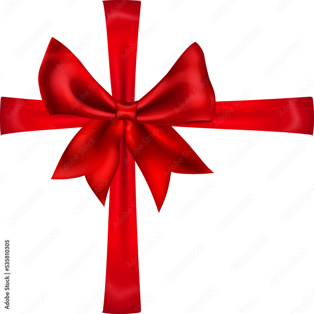 Beautiful red bow with crosswise ribbons Beautiful red bow with crosswise ribbons