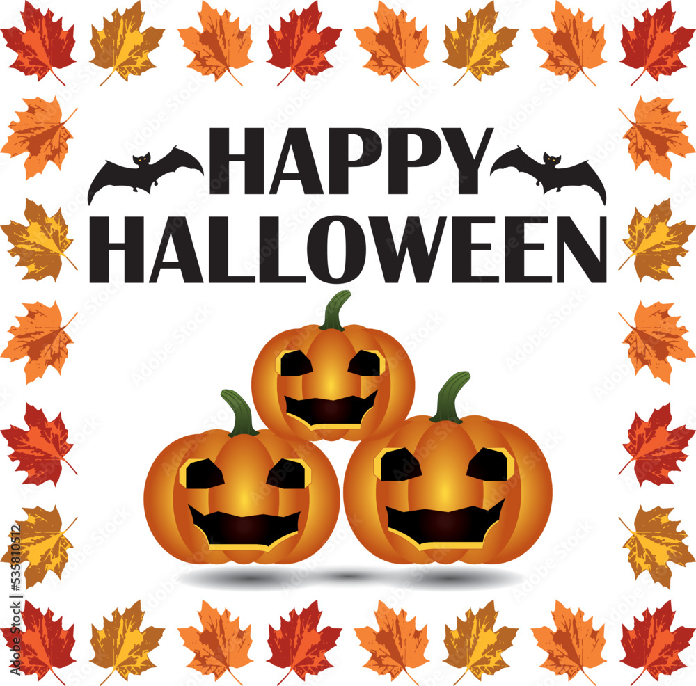 Happy Halloween ! Vector squared greeting card. Illustration.