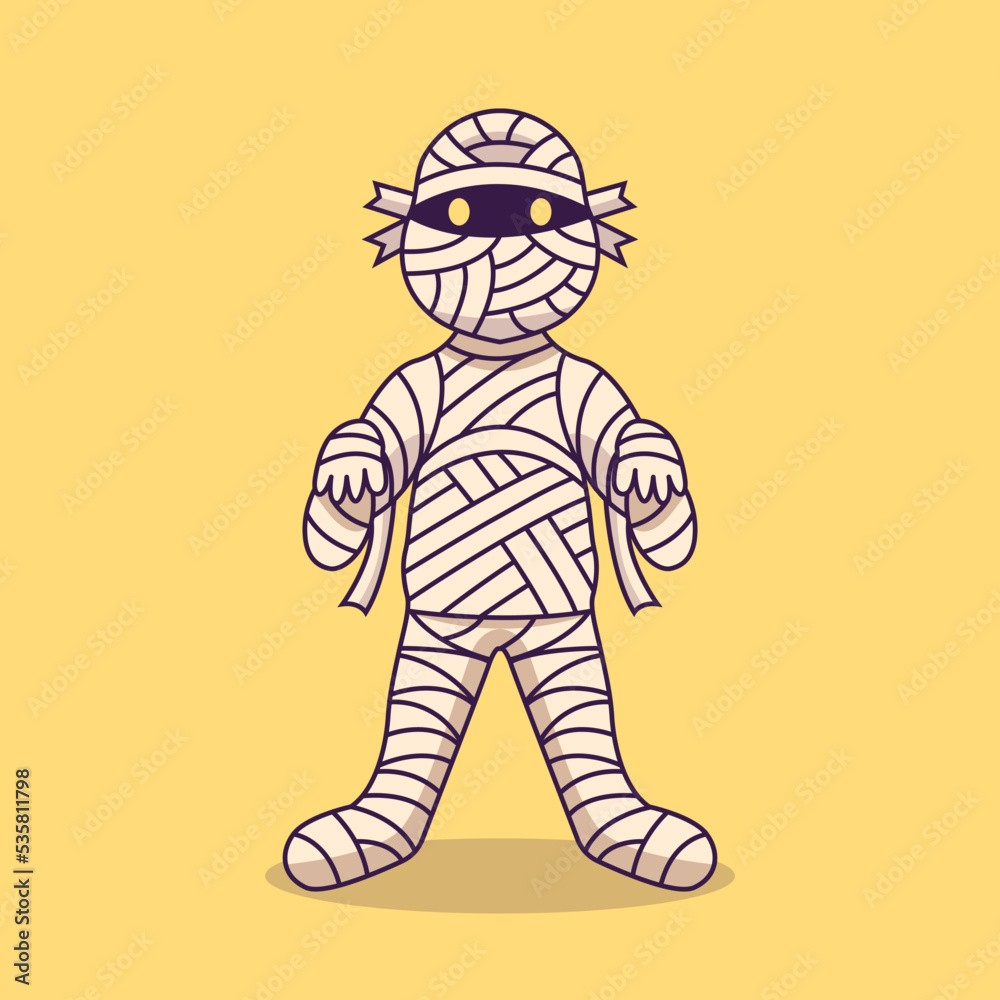 Cute Mummy Character Halloween Costume Vector Illustration