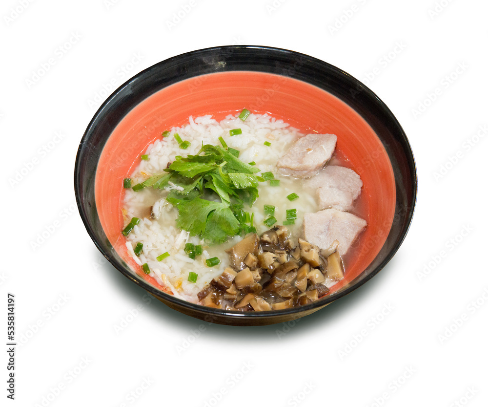 Pork porridge sprinkled with coriander