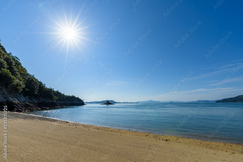 Landscape of the Seto Inland Sea, Sandy beach at Oshima, Ehime Prefecture