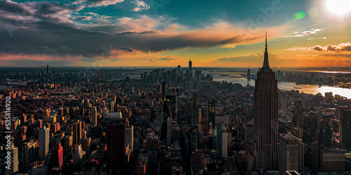 Photography sunset over the city