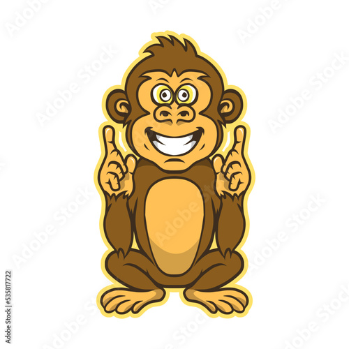 Monkey cartoon laughing and pointing 