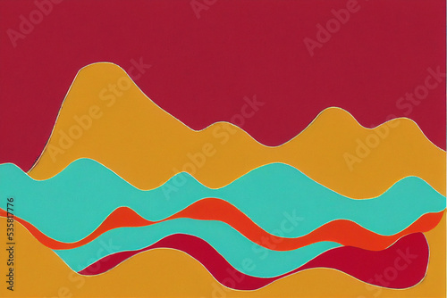 abstract colorful background with lines and mountain outline