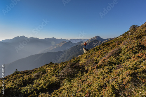 Landscape View Of Hehuanshan and Qilai Mountains On The Trail To North And Weat Peak of Hehuan Mountain, Taroko National Park, Taiwan photo