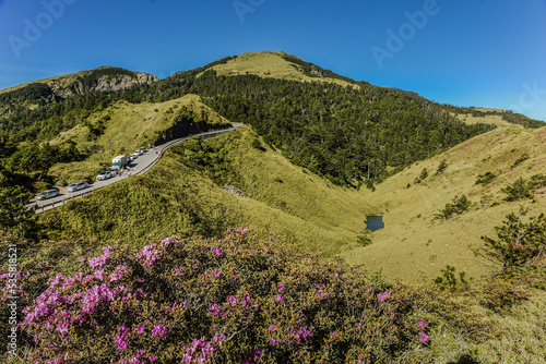 Landscape View Of Hehuanshan and Qilai Mountains On The Trail To North And Weat Peak of Hehuan Mountain, Taroko National Park, Taiwan photo