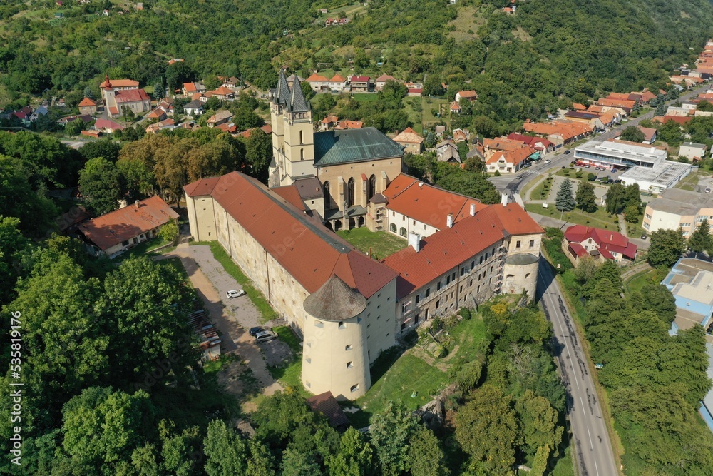 Aerial view of the Benedictine monastery in Hronské Beňadik