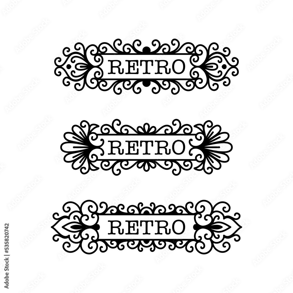 Set of 3 retro ornamental logos