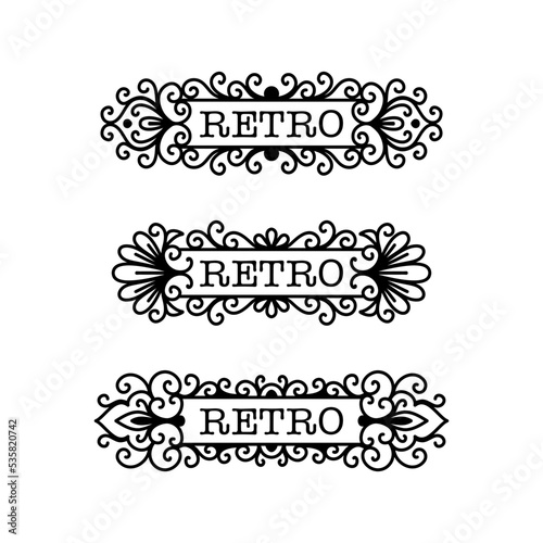 Set of 3 retro ornamental logos