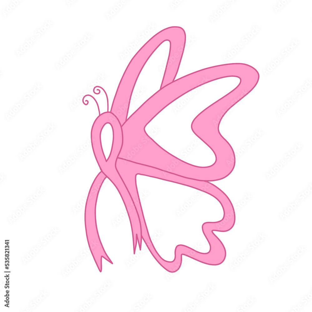 Pink Ribbon With Butterfly Wings Pink Ribbon With Butterfly Wings