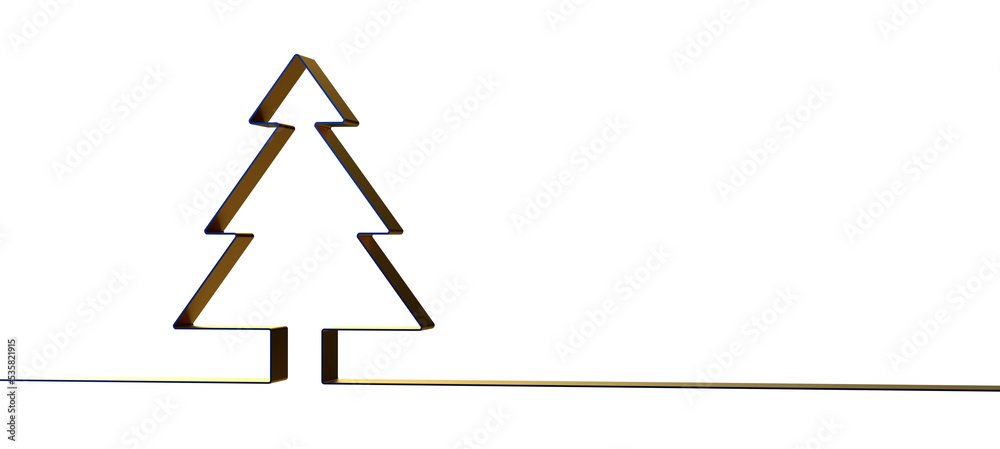 Christmas Tree in One line Drawing Style