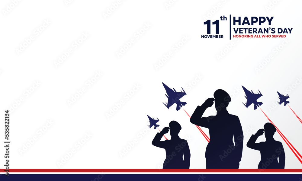 Veterans Day Flat Design Background with copy space, perfect for office, banner, company, landing page, background, social media wallpaper and more

