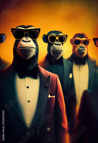 Fototapeta Portrait of a businessman apes wearing sunglasses