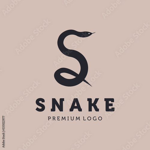 initial letter s vintage logo snake design, creative logotype illustration photo